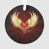 Rood Hart met Gouden Vleugels Ornament (achterkant)