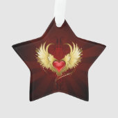 Rood Hart met Gouden Vleugels Ornament (achterkant)