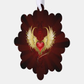 Rood Hart met Gouden Vleugels Ornament Kaart (Links)