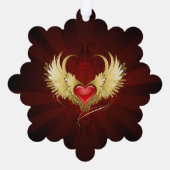 Rood Hart met Gouden Vleugels Ornament Kaart (Achterkant)
