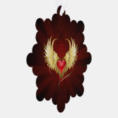 Rood Hart met Gouden Vleugels Ornament Kaart (Rechts)
