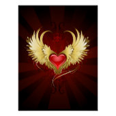 Rood Hart met Gouden Vleugels Perfect Poster (Voorkant)