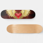 Rood hart met gouden vleugels persoonlijk skateboard (Horizontaal)