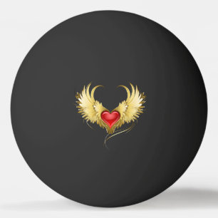 Rood Hart met Gouden Vleugels Pingpongbal