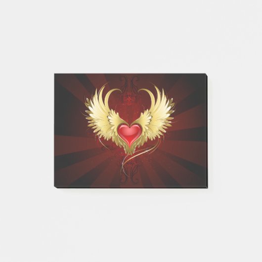 Rood Hart met Gouden Vleugels Post-it® Notes (Voorkant)