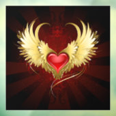 Rood Hart met Gouden Vleugels Raamsticker (Vel 3)