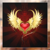Rood Hart met Gouden Vleugels Raamsticker (Vel 2)