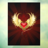 Rood hart met gouden vleugels raamsticker (Vel 3)
