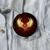 Rood Hart met Gouden Vleugels Ronde Button 4,0 Cm (In situ)
