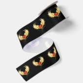 Rood Hart met Gouden Vleugels Satijnen Lint (Achterkant)