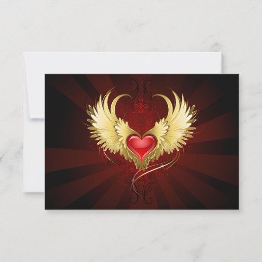 Rood Hart met Gouden Vleugels Save The Date (Voorkant)