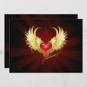 Rood Hart met Gouden Vleugels Save The Date (Voorkant / Achterkant)