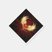 Rood Hart met Gouden Vleugels Servet (Hoek)