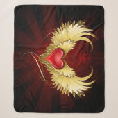 Rood Hart met Gouden Vleugels Sherpa Deken (Voorkant)