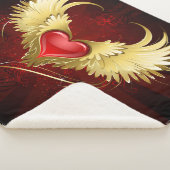 Rood Hart met Gouden Vleugels Sherpa Deken (3/4)