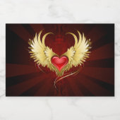 Rood Hart met Gouden Vleugels Sparkling Wijnetiket (Enkel label)