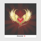 Rood Hart met Gouden Vleugels Sticker (Vel)
