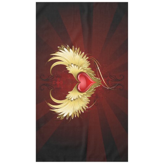 Rood Hart met Gouden Vleugels Tafelkleed (Voorkant)