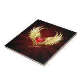 Rood Hart met Gouden Vleugels Tegeltje (Zijkant)
