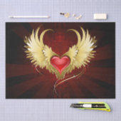 Rood Hart met Gouden Vleugels Tissuepapier (Craft)