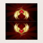 Rood Hart met Gouden Vleugels Visitekaartje (Buitenkant ongevouwen)