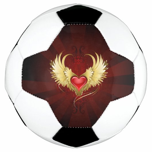 Rood Hart met Gouden Vleugels Voetbal (Voorkant)