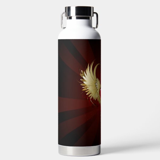 Rood Hart met Gouden Vleugels Waterfles (Voorkant)