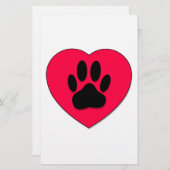 Rood hart met hoge-donkerdruk briefpapier (Voorkant / Achterkant)