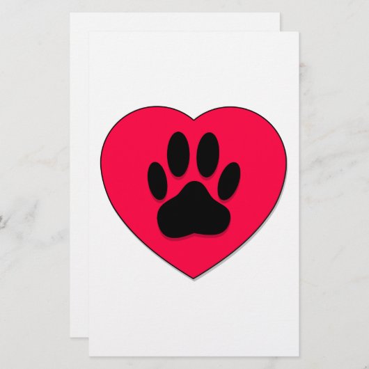 Rood hart met hoge-donkerdruk briefpapier (Voorkant / Achterkant)