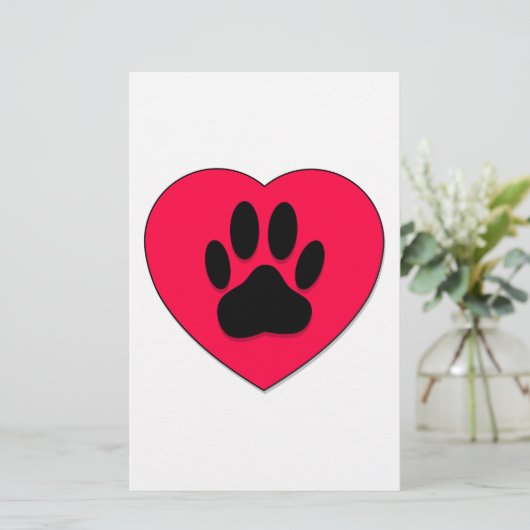 Rood hart met hoge-donkerdruk briefpapier (Staand voorkant)