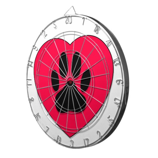 Rood hart met hoge-donkerdruk dartbord (Voorkant Rechts)