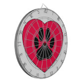 Rood hart met hoge-donkerdruk dartbord (Voorkant Links)
