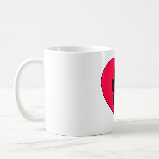 Rood hart met hoge-donkerdruk koffiemok (Links)