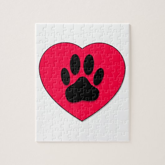 Rood hart met hoge-donkerdruk legpuzzel (Verticaal)