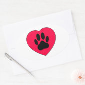 Rood hart met hoge-donkerdruk ovale sticker (Envelop)