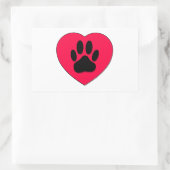 Rood hart met hoge-donkerdruk rechthoekige sticker (Tas)