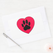 Rood hart met hoge-donkerdruk rechthoekige sticker (Envelop)