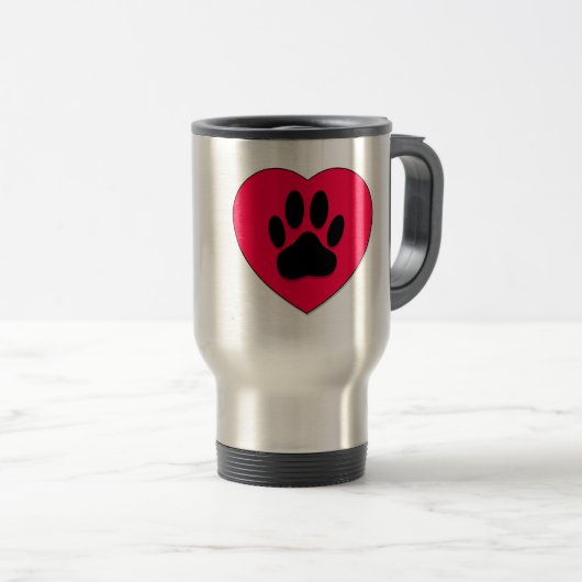 Rood hart met hoge-donkerdruk reisbeker (Voorkant rechts)