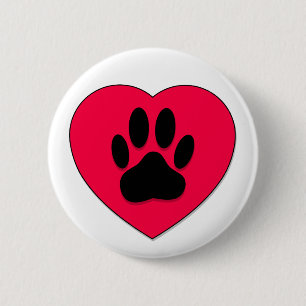 Rood hart met hoge-donkerdruk ronde button 5,7 cm