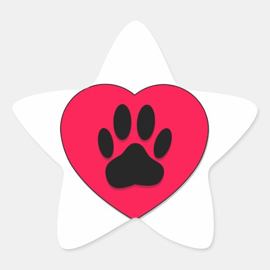 Rood hart met hoge-donkerdruk ster sticker (Voorkant)