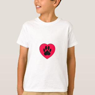 Rood hart met hoge-donkerdruk t-shirt