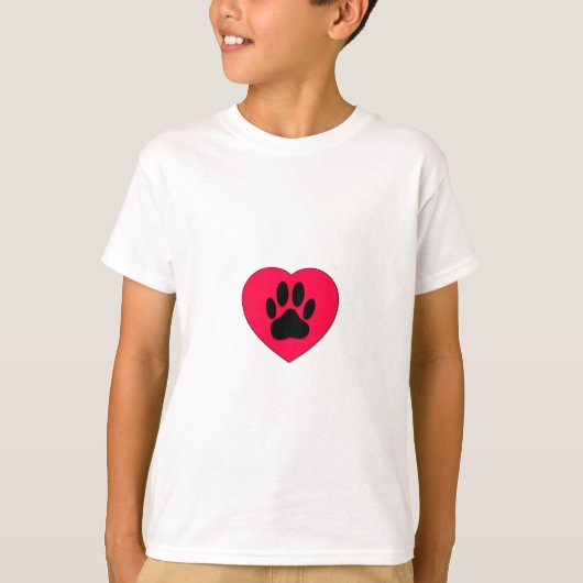 Rood hart met hoge-donkerdruk t-shirt (Voorkant)
