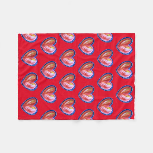 Rood hart met Hope Soft Fleece Throw Blanket (Voorkant (Horizontaal))