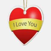 Rood hart met liefde Onderteken je Keramisch Ornament (Links)