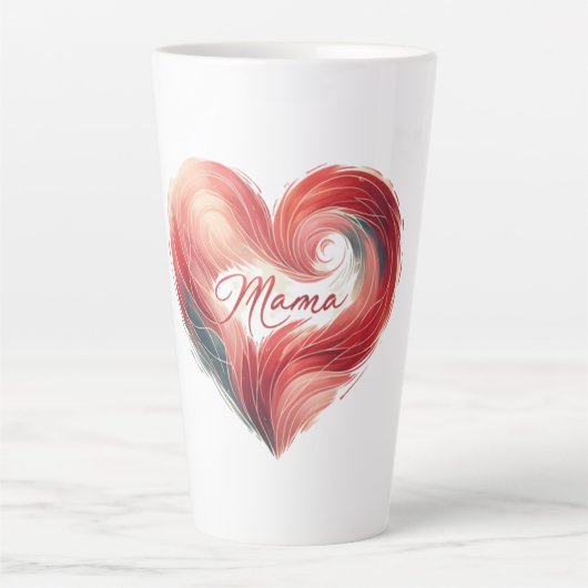 Rood hart met Mama voor Moederdag of Verjaardag Latte Mok (Voorkant)