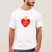 Rood hart met poot en kalligrafie t-shirt (Voorkant)