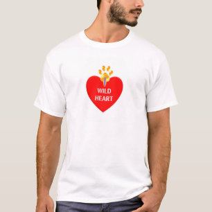 Rood hart met poot en kalligrafie t-shirt