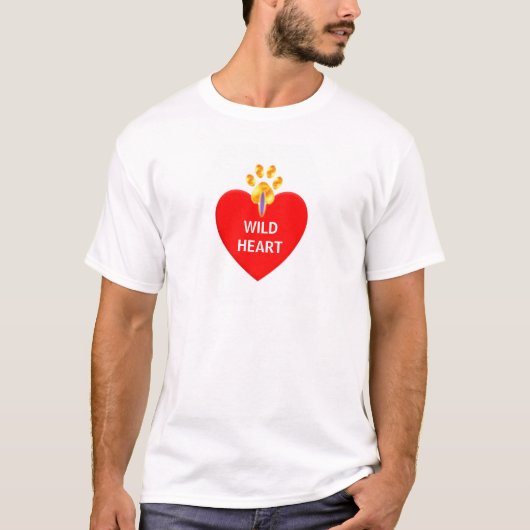 Rood hart met poot en kalligrafie t-shirt (Voorkant)