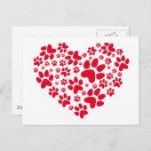 rood hart met poten, dierlijk voedingspatroon briefkaart (Voorkant / Achterkant)