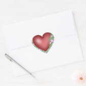 Rood hart met roze bloemen sticker (Envelop)